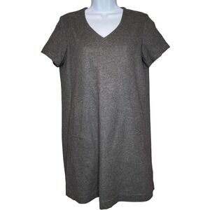 MUJI Womens Gray Wool Blend Shift Dress Sz S Short‎ Sleeve Minimalist Lagenlook